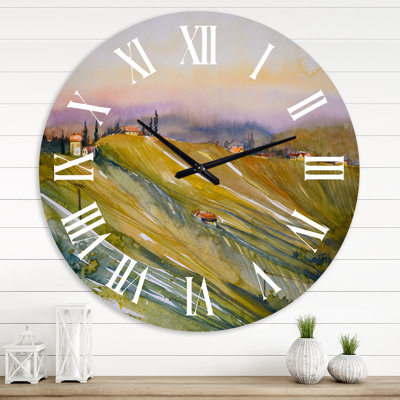 Horloge murale Vineyard At Dawn en Toscane, Italie