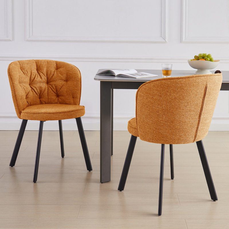  Mathena Soft Frabic Upholstered Dining Chair, Yellow