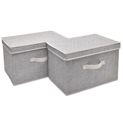 Set of 2 Storage Fabric Boxes with Lids