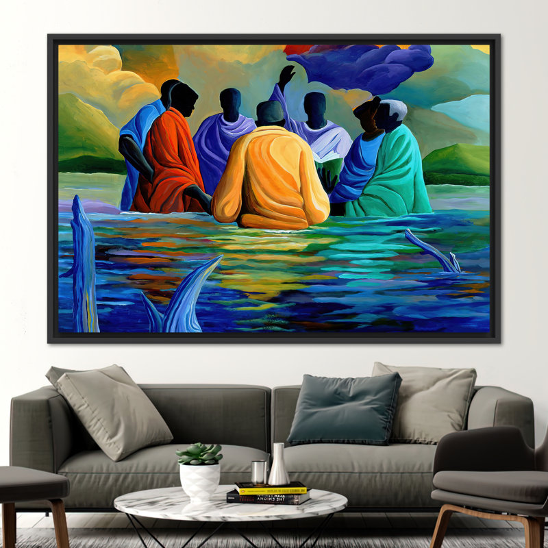 Print on Canvas, 80 cm H x 110 cm W, Black Floater Framed