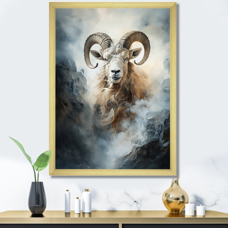 «Lightning Ram Minimalisme», reproduction sur toile, H 44 po x l 34 po x P 1,5 po, Cadre doré simple
