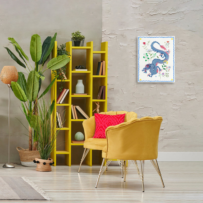 Blue Dragon & Botanicals Canvas Wall Art by Melissa Wang, 20" H x 16" W