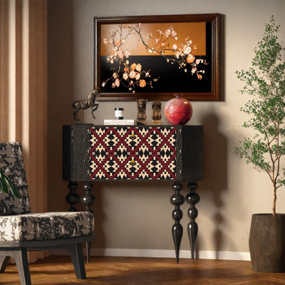 Armoire décorative à deux tiroirs en bois de pin