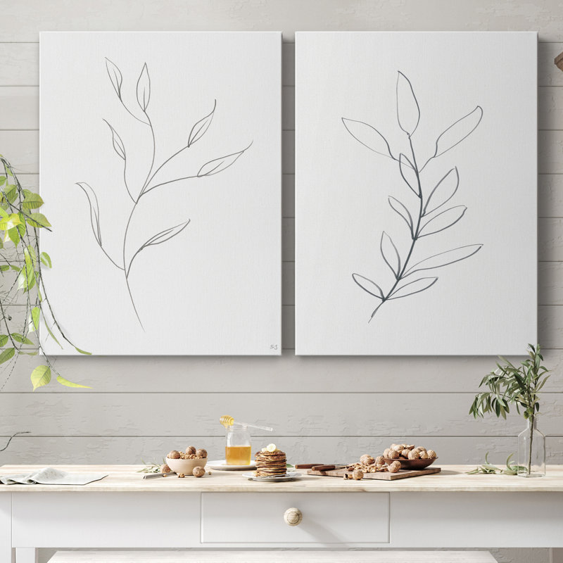 «Botanical Gesture I», reproduction de dessin, H 40 po x l 30 po x P 1 po, Toile tendue, Pas de tapis