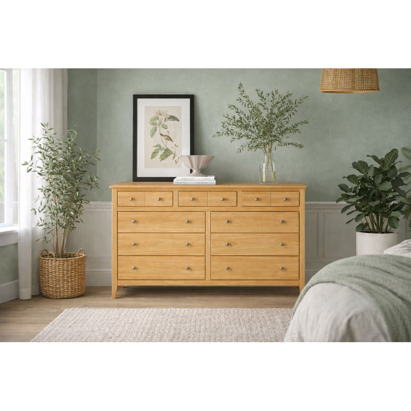Fitz Solid Wood 65.5'' W 9 - Drawer Dresser, Brown
