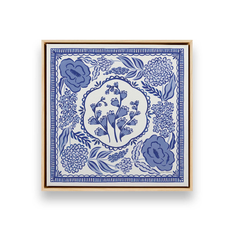 Impression sur toile «Bleu Reverie» par Laura Marshall, H 30 po x l 30 po, Cadre flottant, Érable