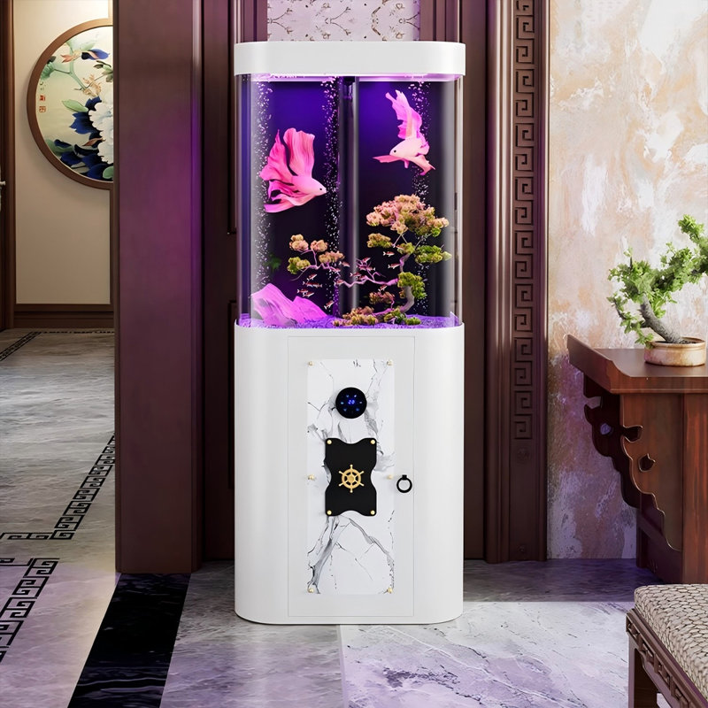 Aquarium blanc sur pied en acrylique résistant aux éclats, Blanc