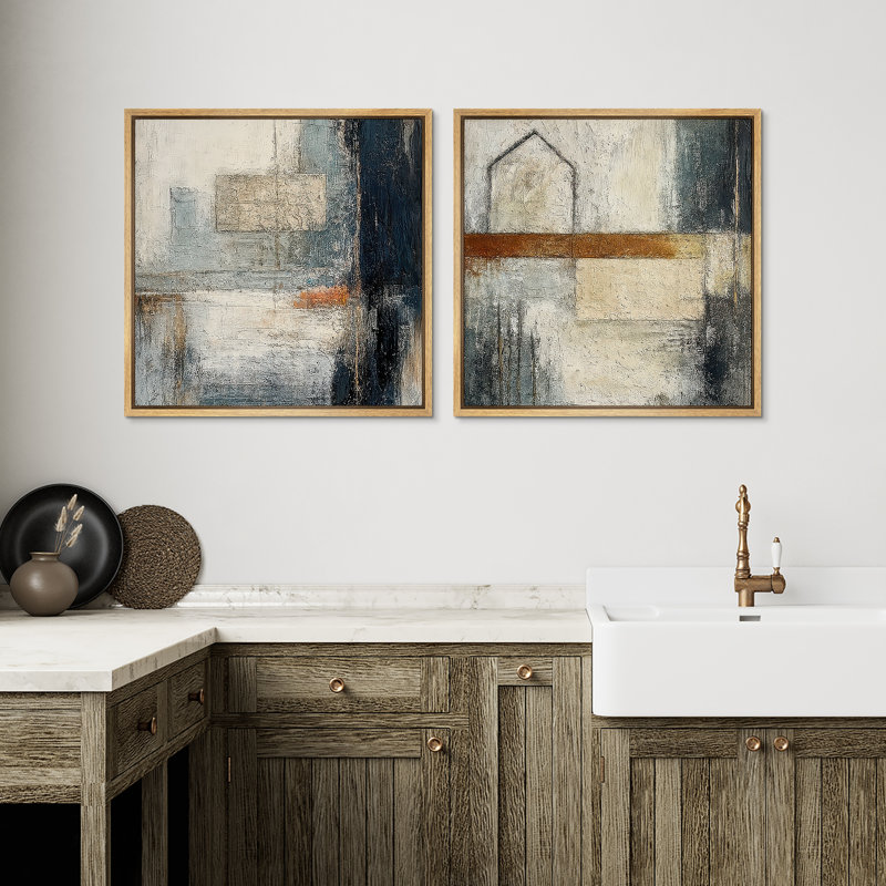 Art mural rétro encadré Fine Art Antique Classic pour chambre à coucher - 16 po x 16 po, H 16 po x l 32 po, Naturel