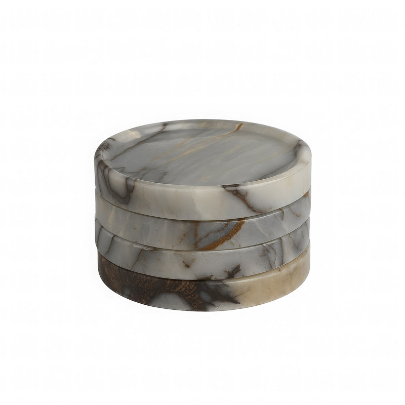 Ensemble de 4 sous-verres en marbre gris