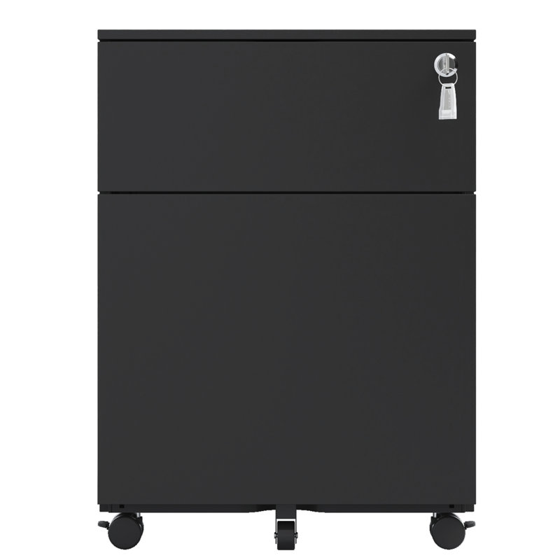 2 Drawer File Cabinet In Steel, With Lock, Fits Legal/Letter/A4/F4, Office & Home, Black Steel Drawers And For Home Fashionable Style,