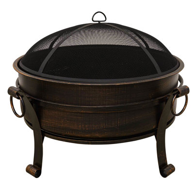 Bulle Round Steel Wood Burning Smokeless Fire Pit with Lid