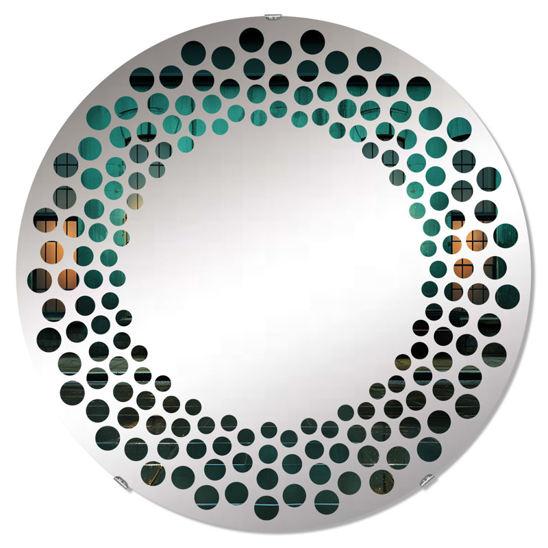 Photographie industrielle turquoise crépuscule II - Miroir mural à pois-MIR111667-Rond, 31,4 po x 31,4 po
