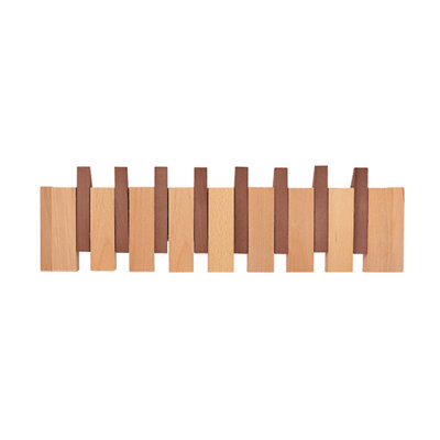 Porte-manteau mural en bois massif avec touches de piano – Crochets magnétiques rabattables avec double installation (avec ou sans perçage), cintre robuste pour entrée, chambre et salon (6/8/10 crochets, 4 couleurs)