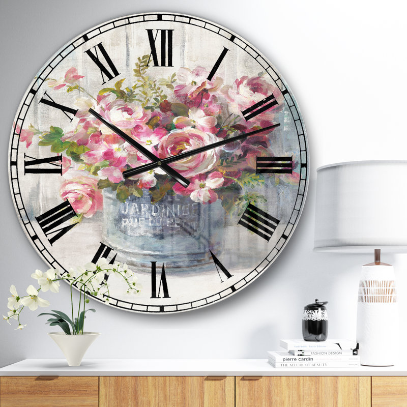 Maison Des Fleurs III - Horloge murale maison de campagne, Surdimensionné