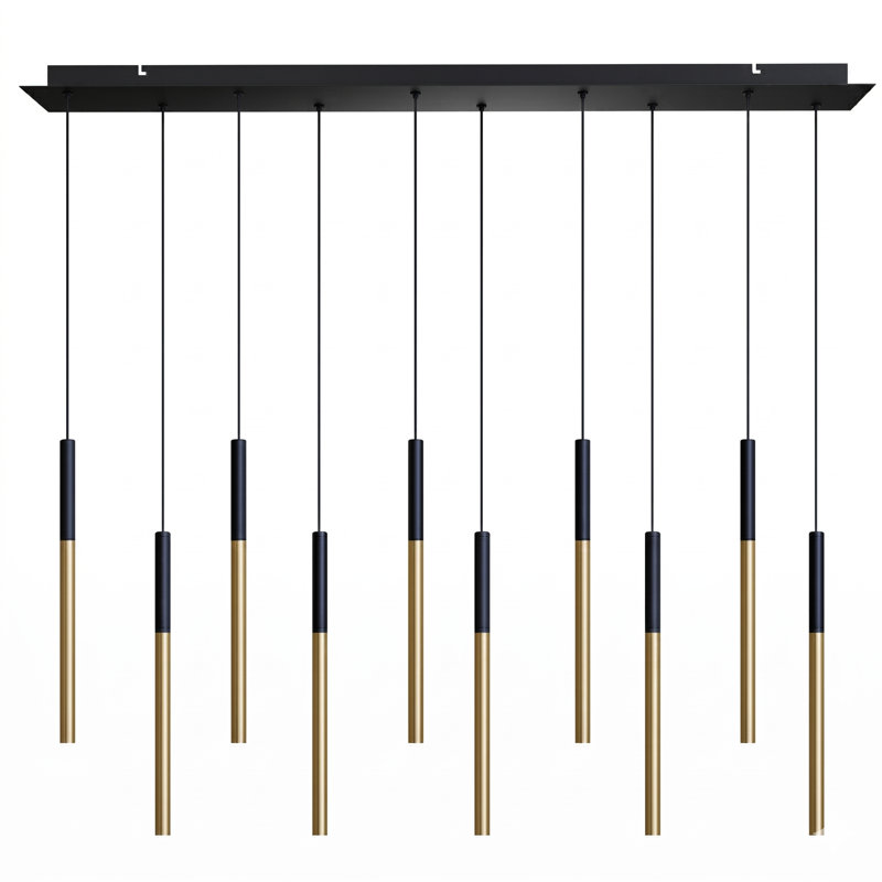 Baileyton 10 - Light Kitchen Island Pendant, Black Top / Brushed Brass