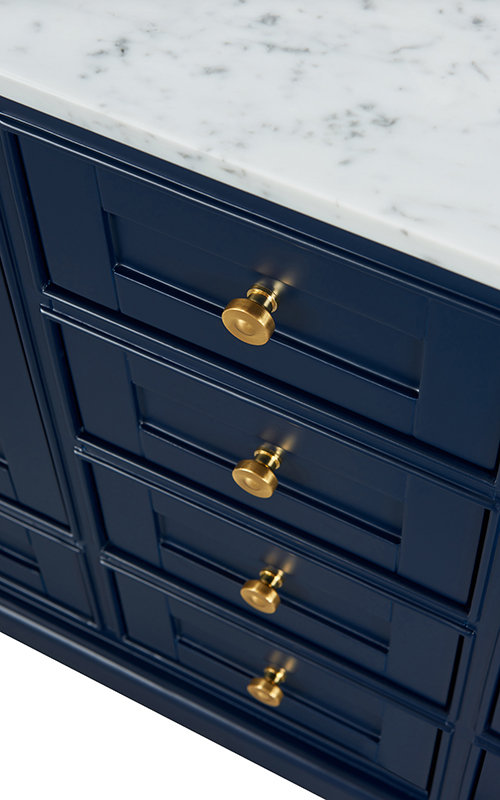 Audrey 60'' W Double Vanity, Gold, White, Carrara White