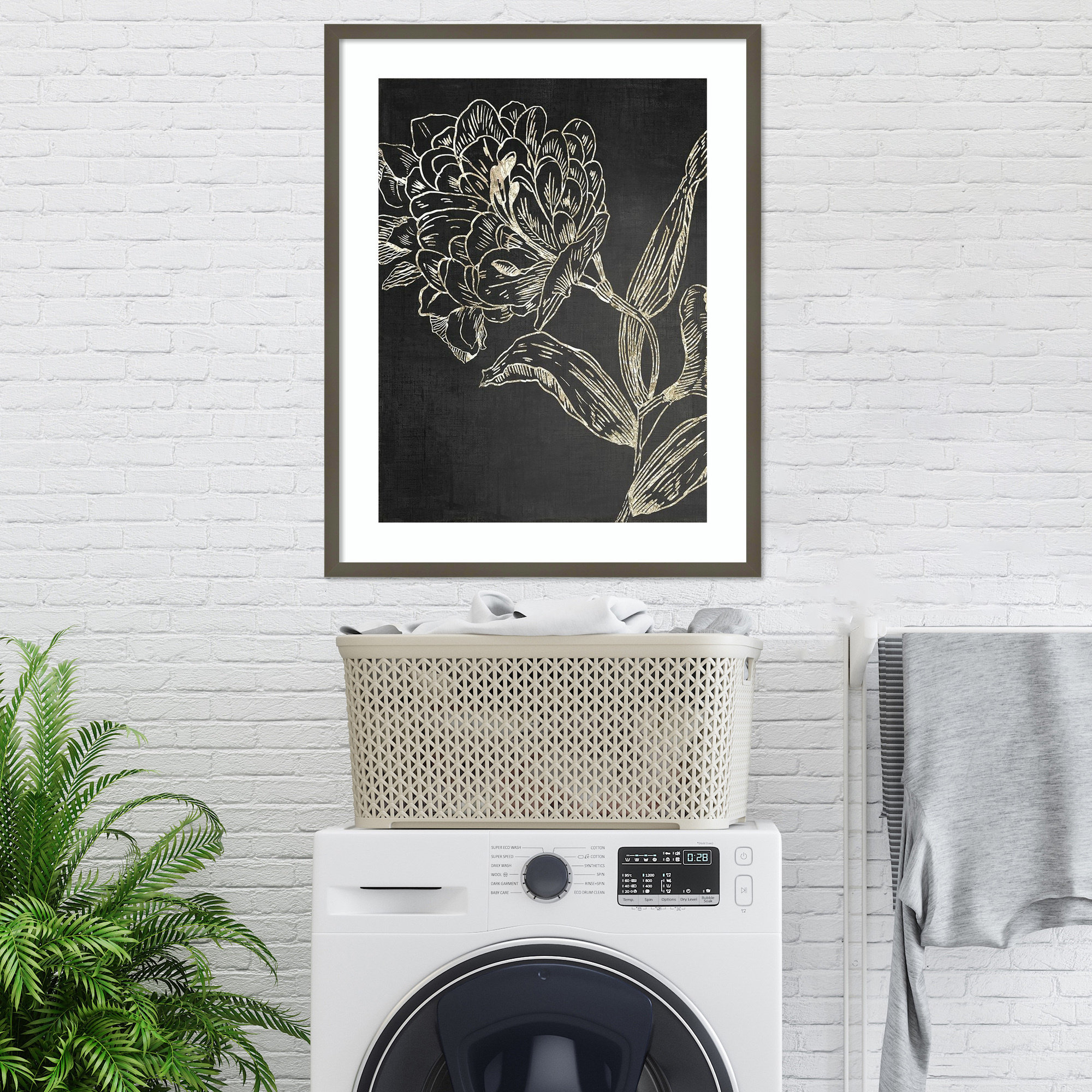 Golden Flower Folklore II by Asia Jensen, Gray, 33.25" H x 26.25" W