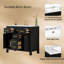 Meuble-lavabo 36 po - 4 tiroirs d'extension + 2 armoires à fermeture douce, lavabo en céramique 6,7 po et poignées dorées. Structure en pin massif, plateau de robinet 4 po-1398511333