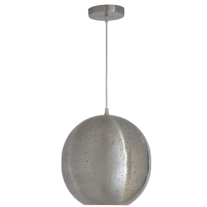 Luminaire suspendu en forme de globe à 1 lumière Britton, Nickel brossé