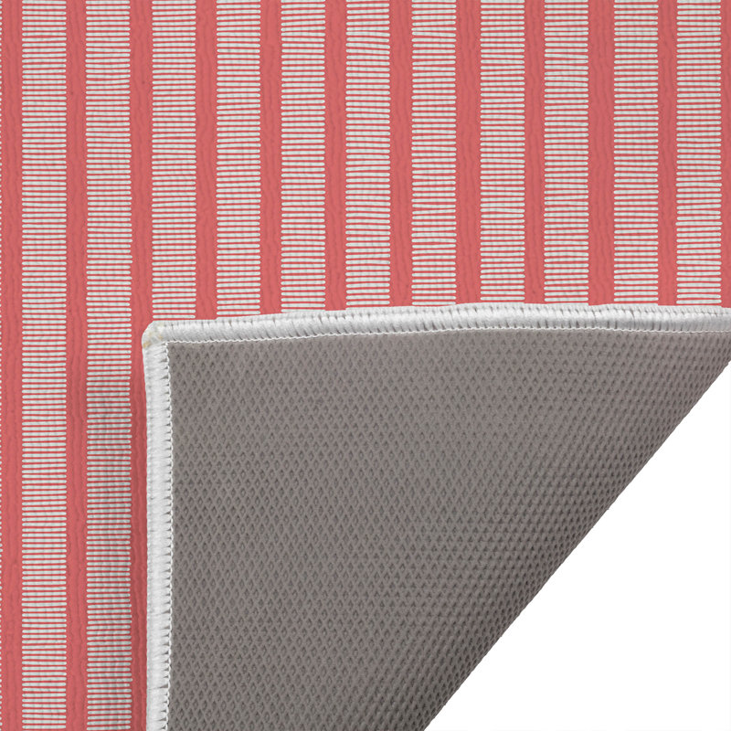 Tapis de toilette rectangulaire absorbant et antidérapant Comb Row, 24" W x 17" L, Dusty Rose Striped