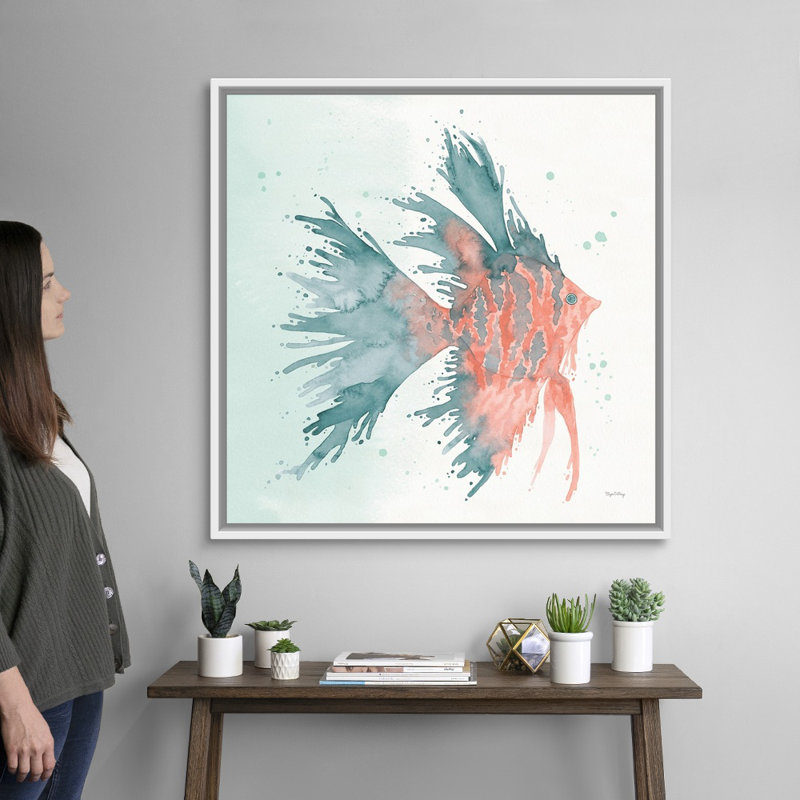 Splash V par Elyse DeNeige - Peinture sur toile, Toile avec cadre blanc, H 38 po x l 38 po x P 2 po