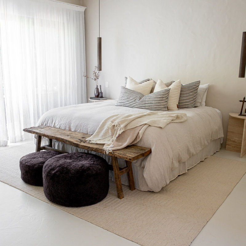  Shorn Curly Sheepskin Ottoman CAFECITO, Cafecito