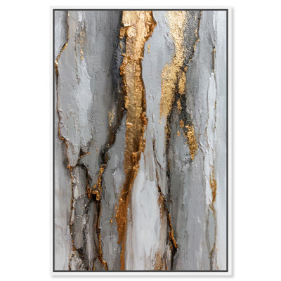 "Golden Fissure", reproduction d'art sur toile par Art Remedy, cadre blanc, 20 x 30