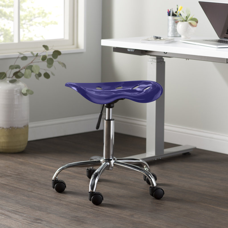 Adjustable Height Active Stool with Removable Casters/Wheels, Deep Blue