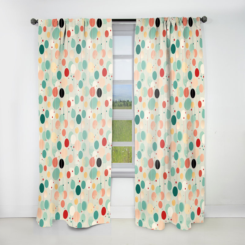 Délice à pois vert et rose - Rideau abstrait - Rideau obscurcissant - 1 panneau, L 52 po x L 90 po