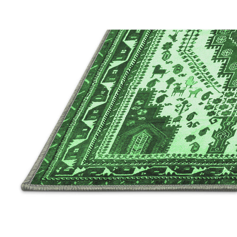 Tapis traditionnel vert émeraude 643, Rectangle 2 pi x 3 pi
