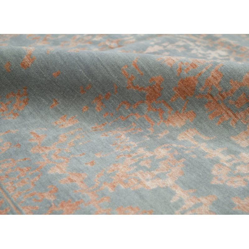 Hand-Knotted High-Quality Silver and Orange Area Rug