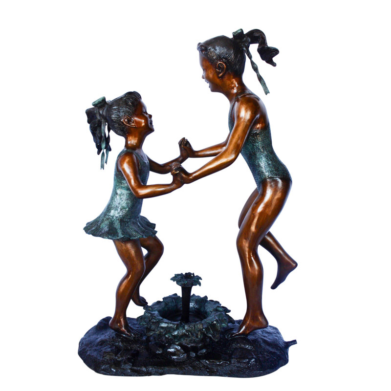 Statue en bronze de la jeune fille dansante qui entoure Askins - taille: 14 po x 29 po x H 38 po.