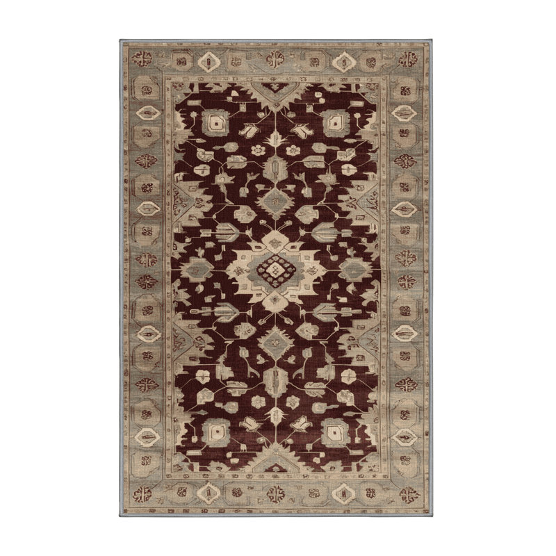 Tapis gris lavable à la machine, Rectangle 5 pi x 7 pi