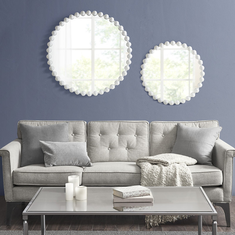 Miroir mural perlé 27 po, Blanc