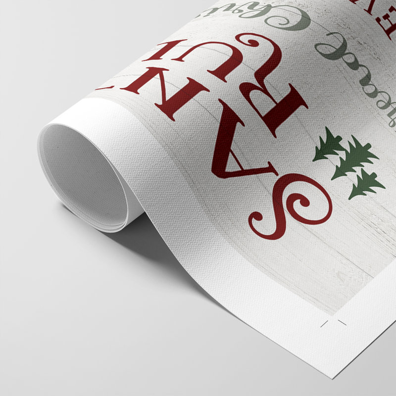 Santa's Rules - Toile imprimée seulement - NON-CADRE, H 12 po x l 8 po