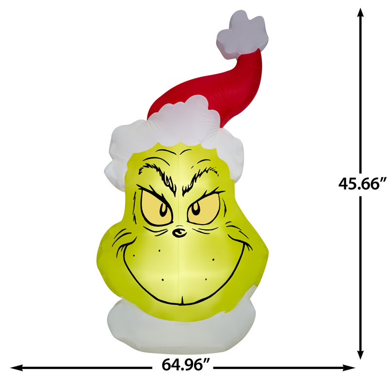 Airblown Flat Grinch Head Giant Dr. Seuss