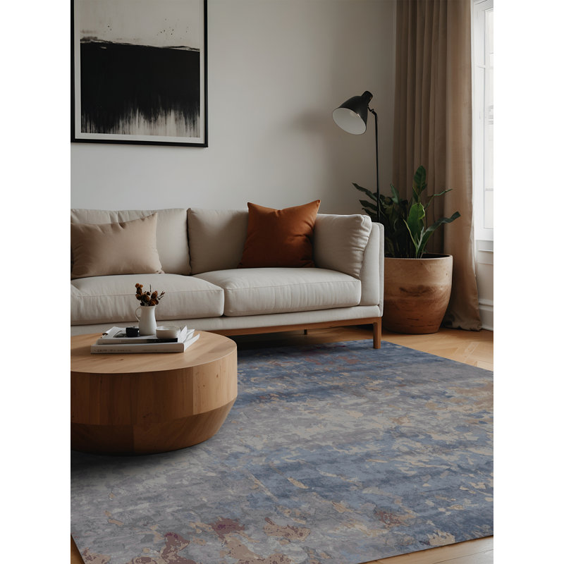 Machine Washable Gray Area Rug, Square 4'