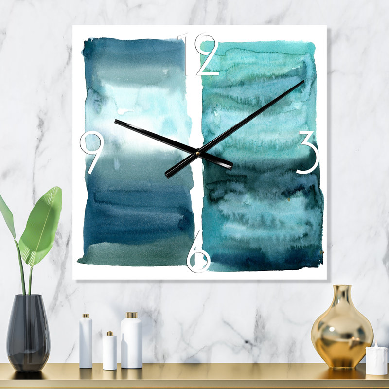 Horloge murale moderne - impression d'océan bleu abstrait aquatique II, Petit