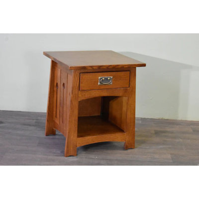 Shabbona Solid Wood End Table with Storage