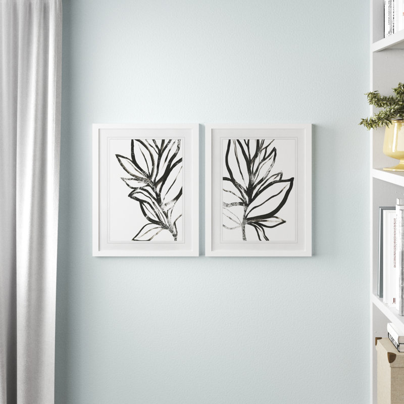 «Leaf Instinct I» par Vincent Van Gogh - ensemble de 2 reproductions d'art encadrées, H 20 po x l 16 po , Blanc