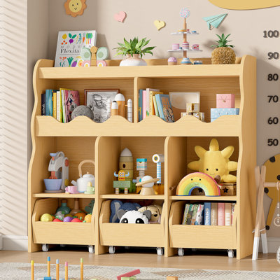 Toy Storage Organizer with Movable Drawers, Toy Organizer for Kids| Toy Organizer with Wheels, Kids Bookshelf and Toy Chest Storage, Stuffed Animal St by Viv + Rae