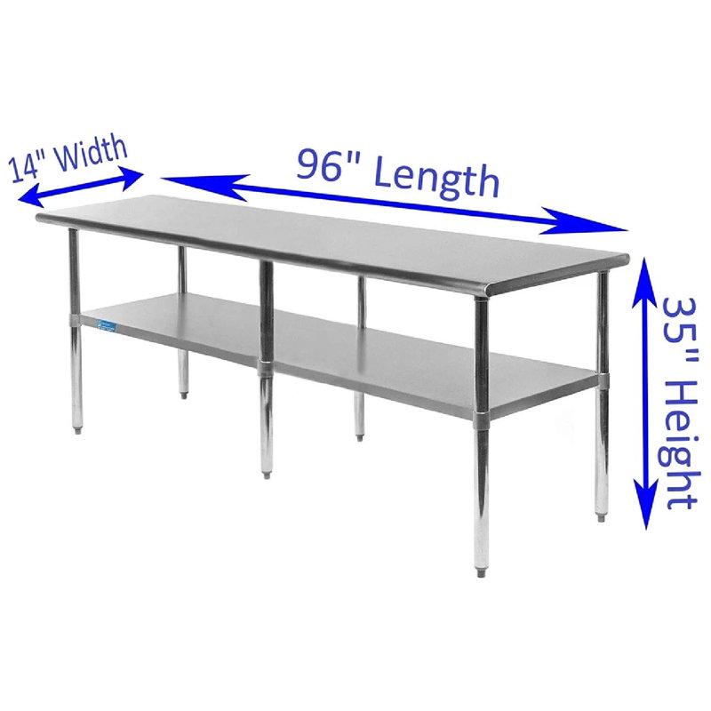 96" Stainless Steel Workbench with Galvanized Undershelf