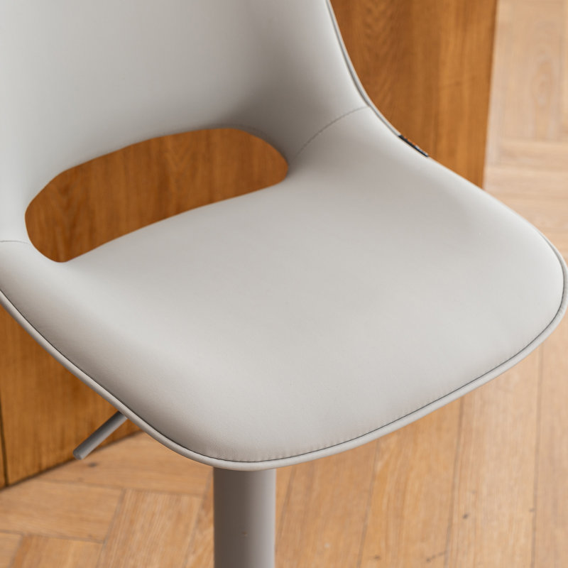 Swivel Adjustable Height Bar Stools, Faux Leather Upholstered Counter Stools, Modern Pub Stools, Siège gris / cadre gris