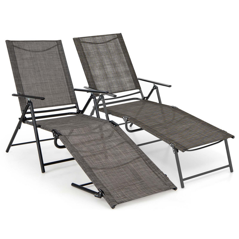 Sarie Outdoor Metal Chaise Lounge Set, Tan