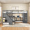 Lit superposé simple en forme de L 6 tiroirs avec accoudoirs, bureau et armoire
