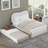 Bedroom Sleeping Accommodation Upholstered Platform Bed Clean White Full Size With Pull-Out Twin Trundle