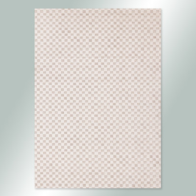 Cano Modern Cream Small Checkers Looped Textured Area Rug