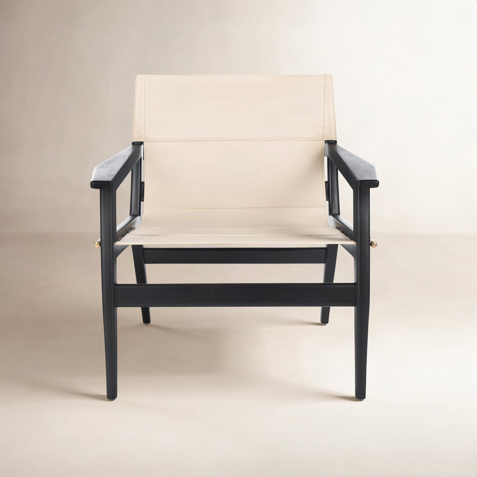 Tesso Mahogany Armchair, Black, White Genuine Leather