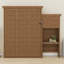 Lit escamotable minimaliste avec tablettes décoratives et de rangement à persiennes-129700532