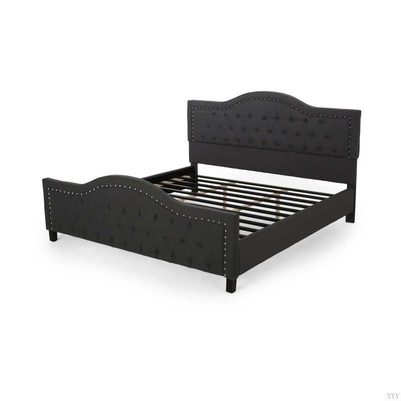 VIRGIL FULLY UPHOLSTERED KING SIZED BED-COMBO, Dark Gray